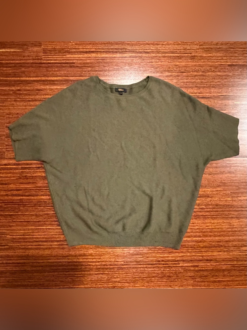 Quince M Medium Dolman Link Stitch Sweater Olive Grn Lightweight Cotton Cashmere